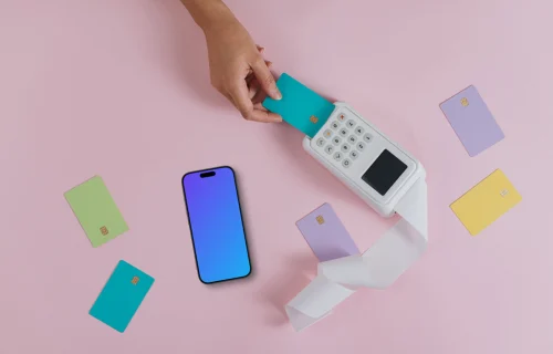 Payment transaction with an iPhone mockup