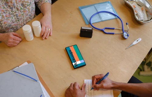 Phone placed on the doctor’s table
