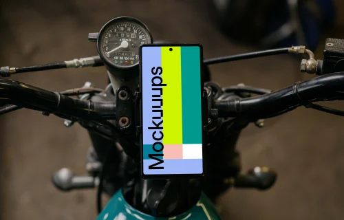 Pixel 6 mockup placed on a motorcycle