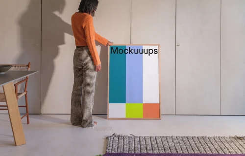 Poster mockup in a modern home setting