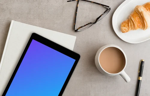 Rotated angle of iPad Pro mockup on the table