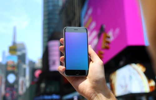 Shooting city landscape with iPhone 6s mockup