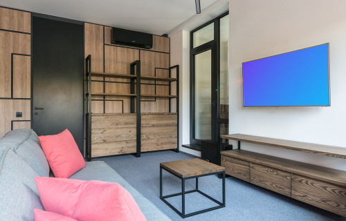 Smart television mockup in a modern living room