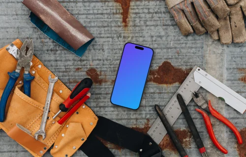 Smartphone mockup in the workshop