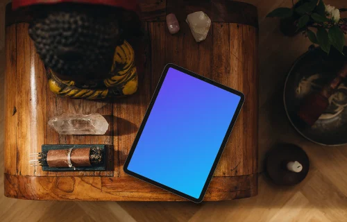 Spirituality and self-care scene and an iPad mockup