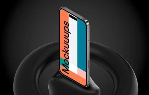 Standing Smartphone Mockup on the Abstract Podium