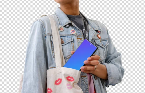 Student confidently holding a Google Pixel mockup