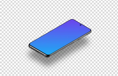 Samsung Galaxy S21 Mockup (Isometric Floor Right - Floating Shadow)
