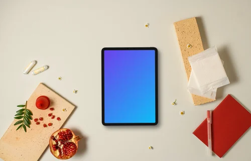 Tablet mockup and intimate care products