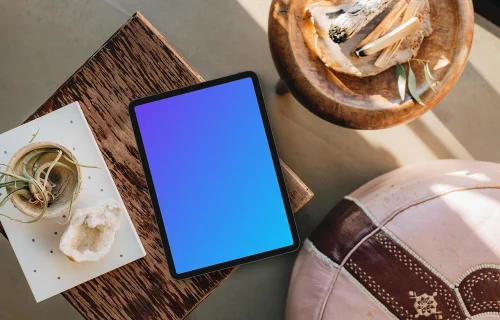 Tablet mockup in relaxing scene