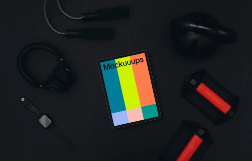 Tablet mockup in the gym