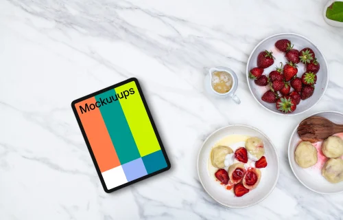 Tablet mockup in the kitchen