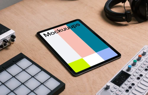 Tablet Mockup in the podcast studio