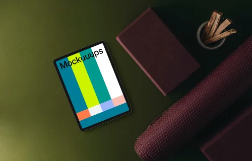 Tablet mockup in Yoga studio