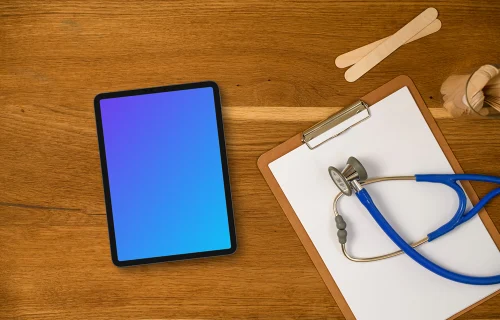 Tablet mockup on the doctor’s table