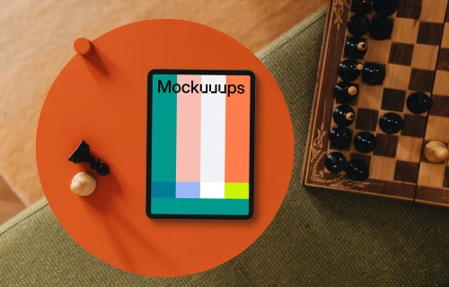 Tablet mockup themed in board games