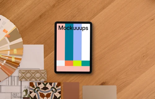 Tablet mockup with architectural planning tools