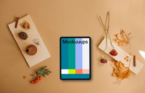 Tablet mockup with autumn styling