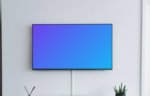 Television mockup hung on white wall