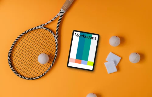 Tennis game tools with tablet mockup