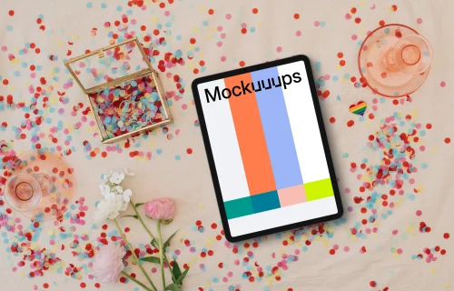 Top View mockup in wedding theme