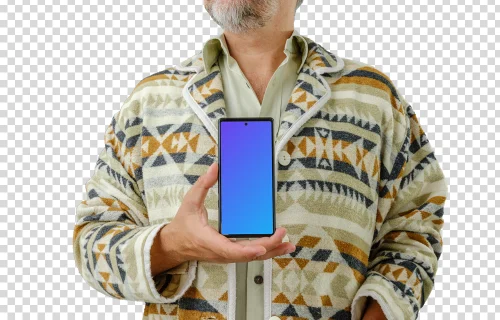 Tourist showcasing the Google Pixel 6 mockup