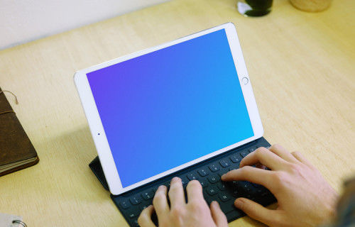 Typing on iPad Pro mockup with keyboard