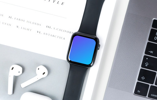 Apple Watch mockup placed on workstation