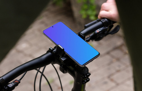 Underarm shot of Samsung S20 mockup in a bike mount