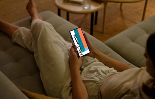 User holding a Google Pixel 6 mockup