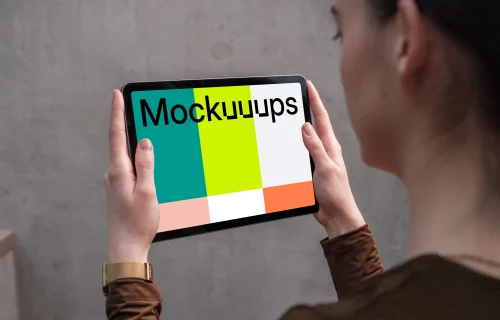 Woman Holding iPad Air in Landscape View