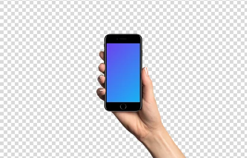 Woman holding iPhone 7 Jet Black mockup (White skin)