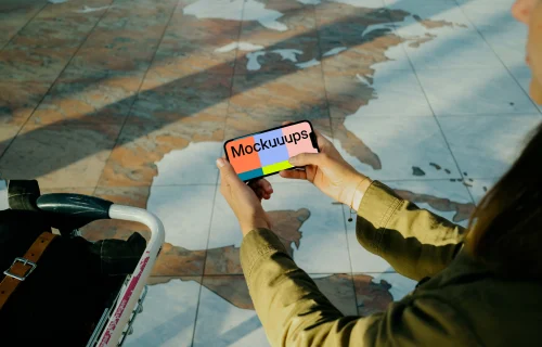 Woman scrolling on an iPhone mockup