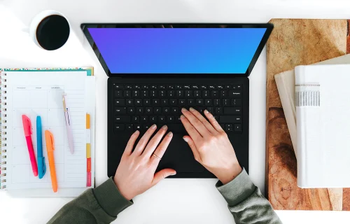 Woman typing on the Microsoft Surface Laptop mockup