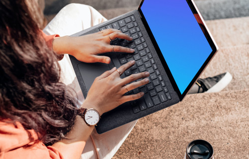 Working outside on the Microsoft Surface Laptop mockup