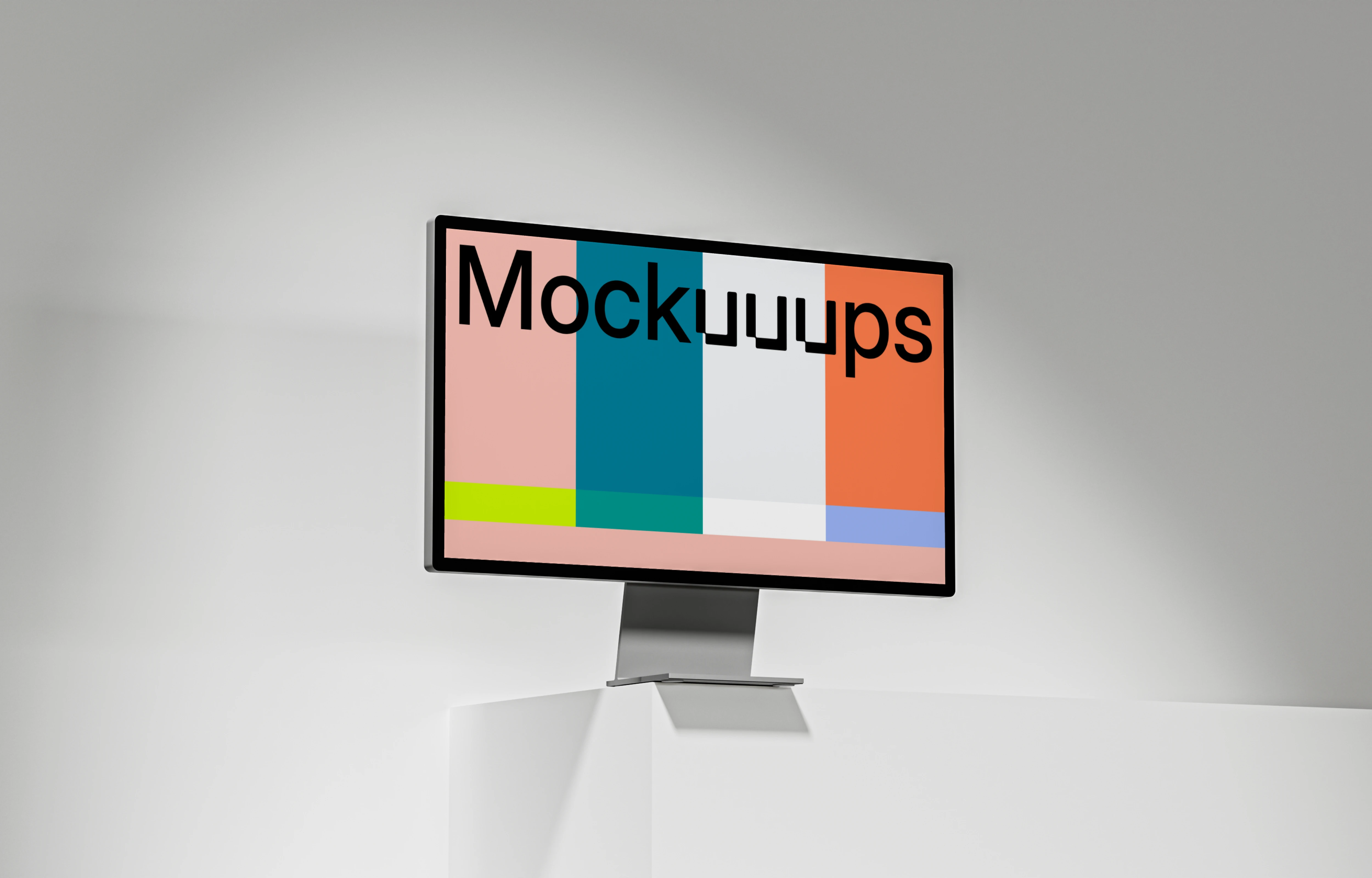 Apple Studio Display mockup on a white pedestal