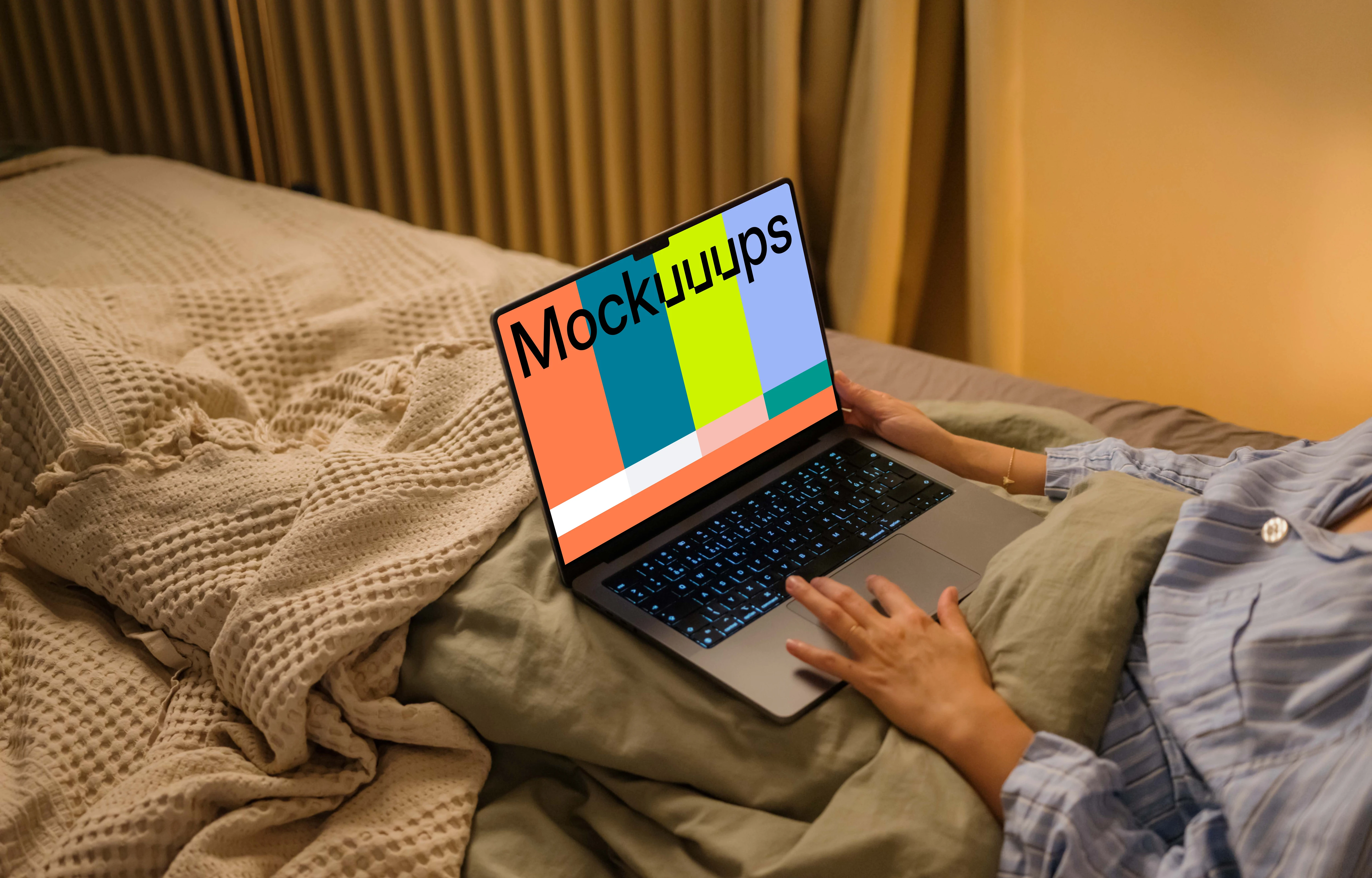Female hand working on a MacBook Pro 14 mockup