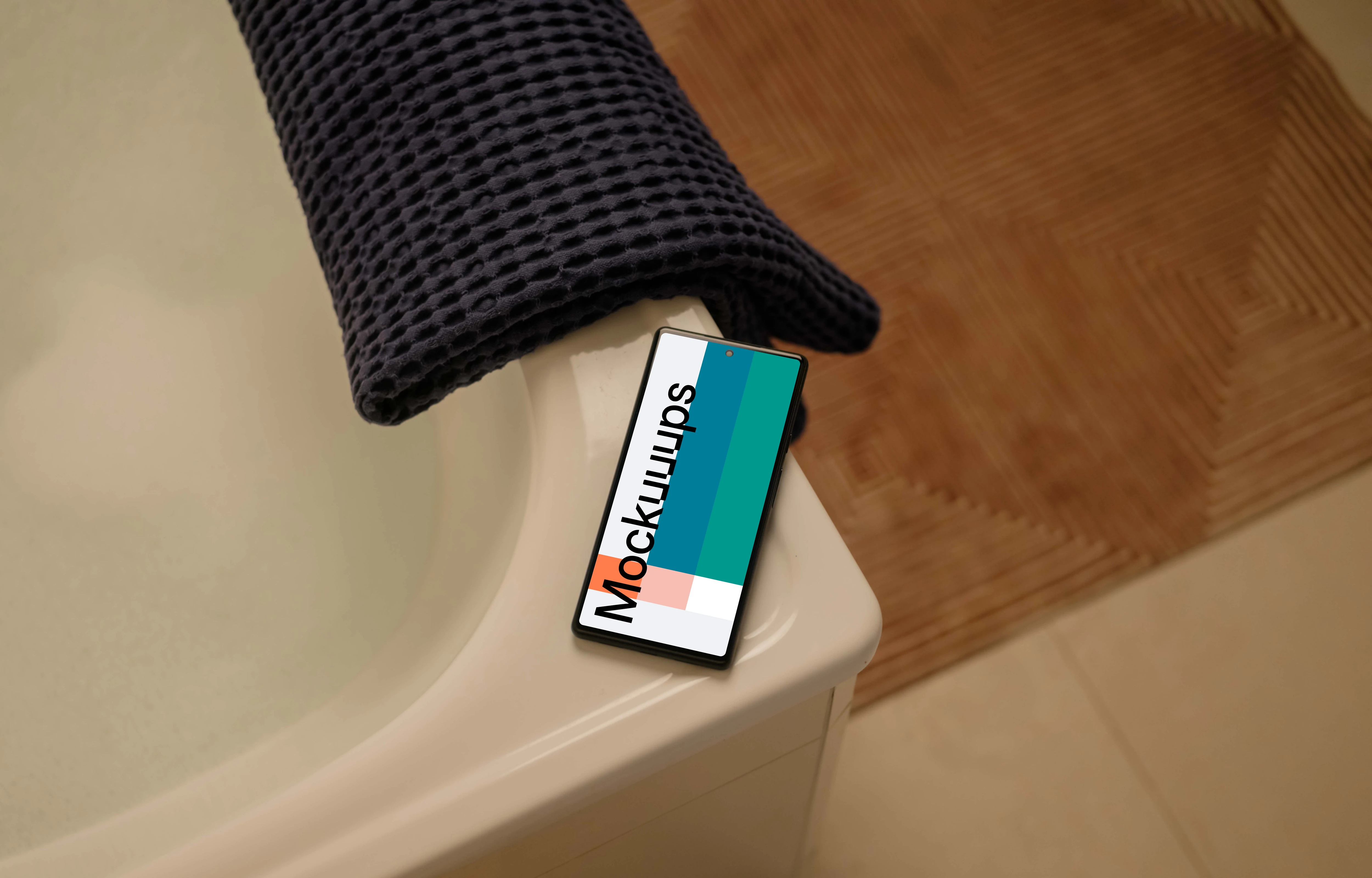 Google Pixel 6 mockup on a bathtub