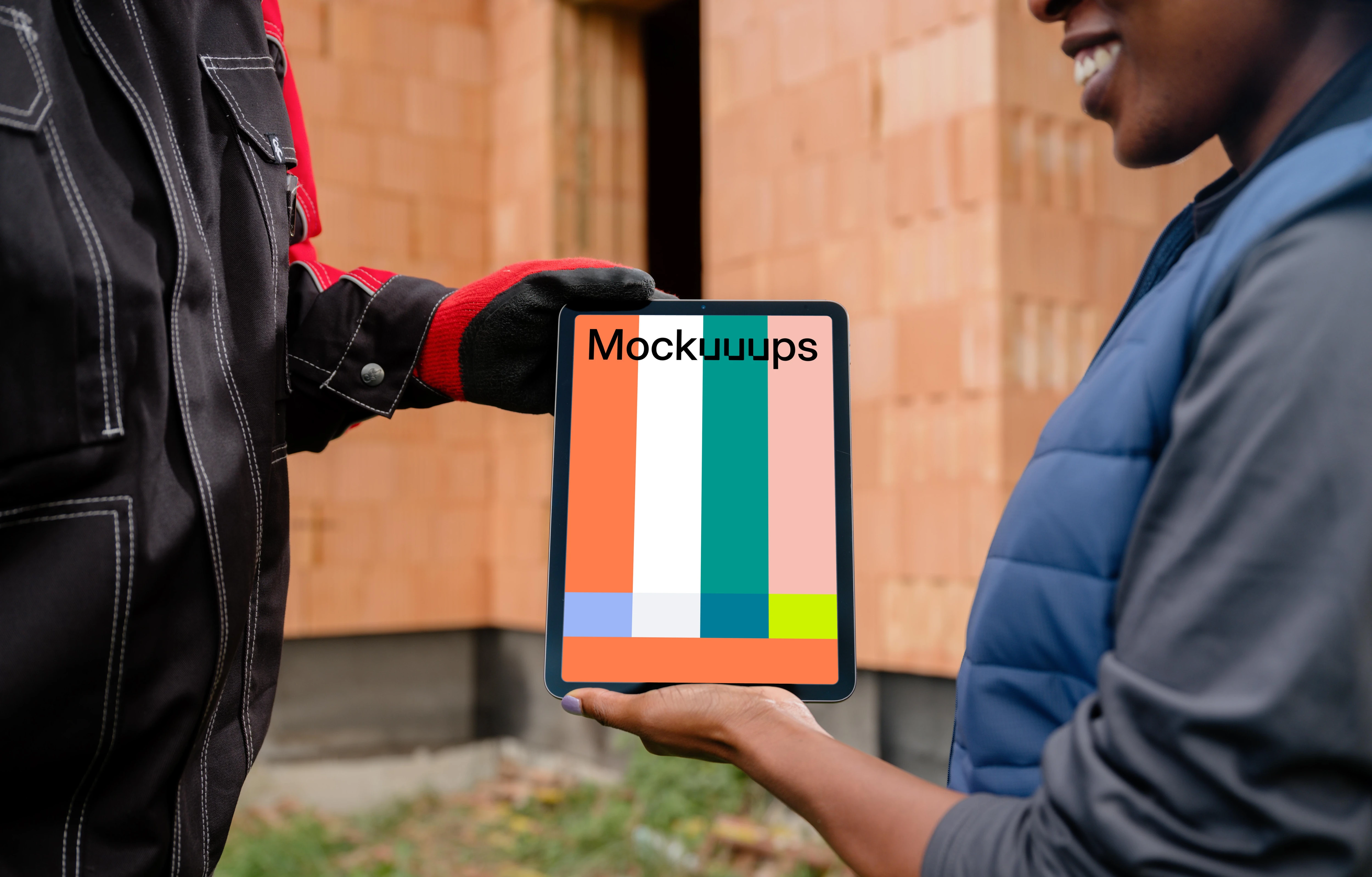 iPad Air mockup in the female architect’s hand
