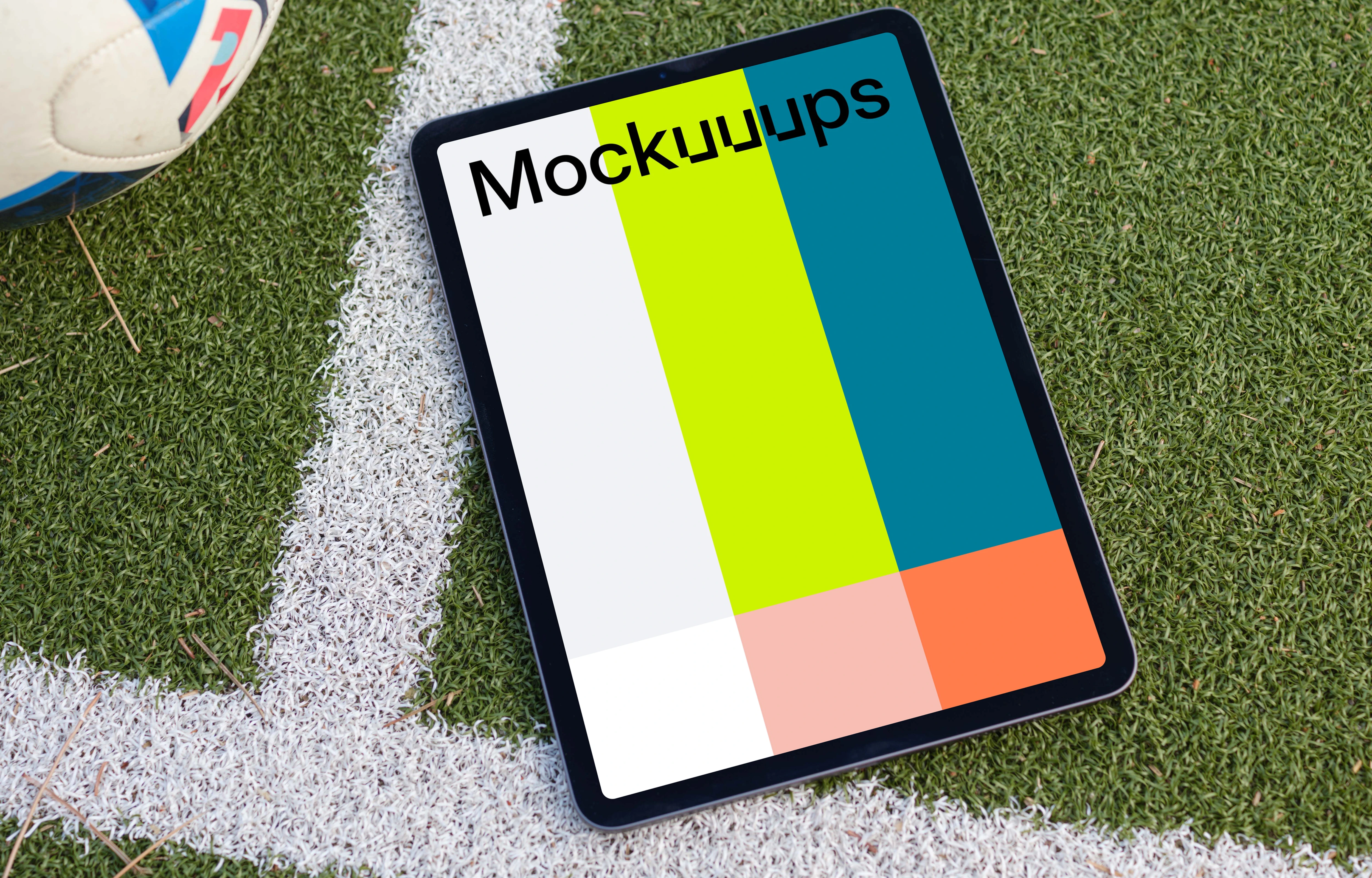 iPad Air mockup on the grass
