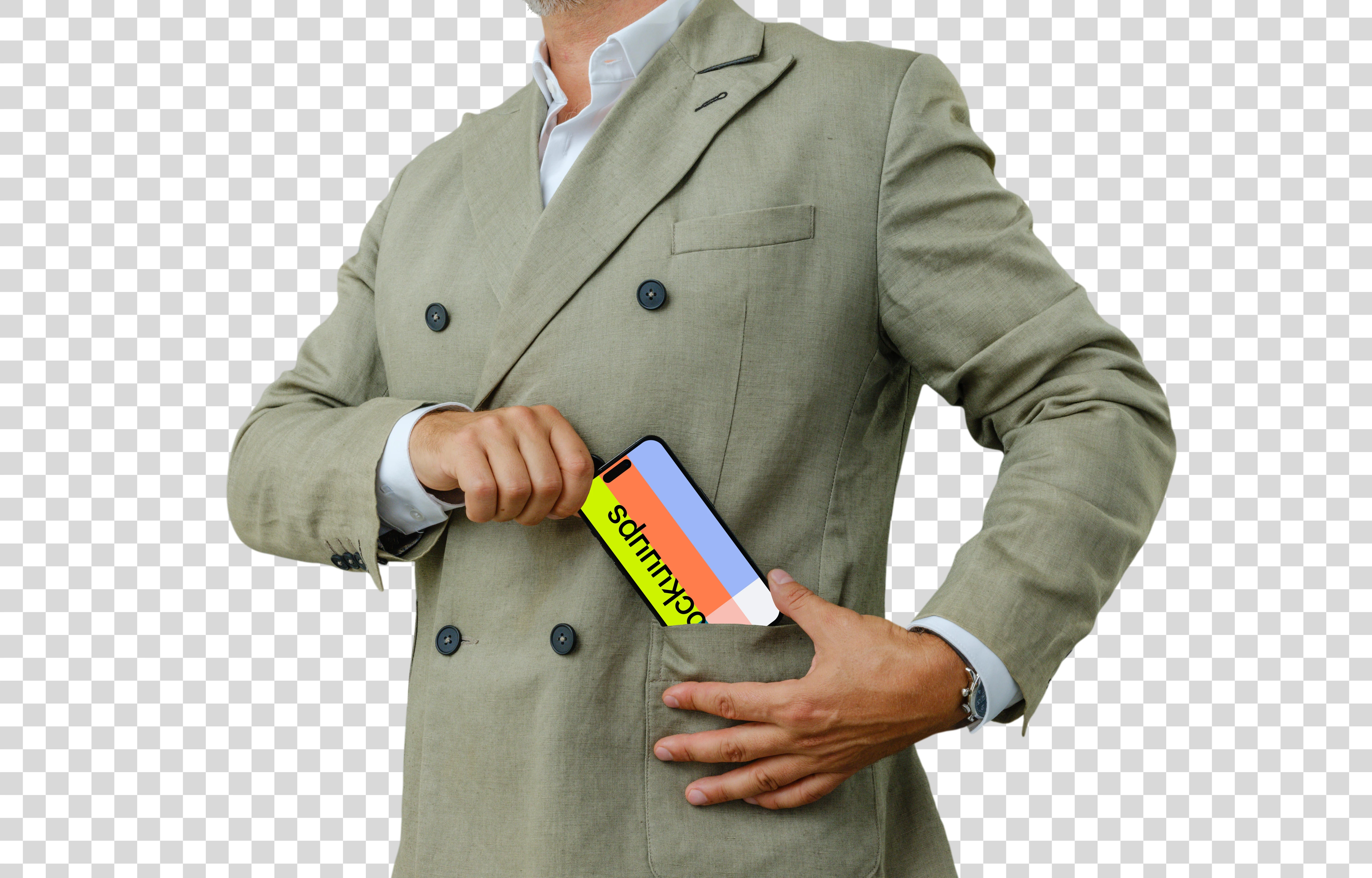 Male entrepreneur with an iPhone mockup