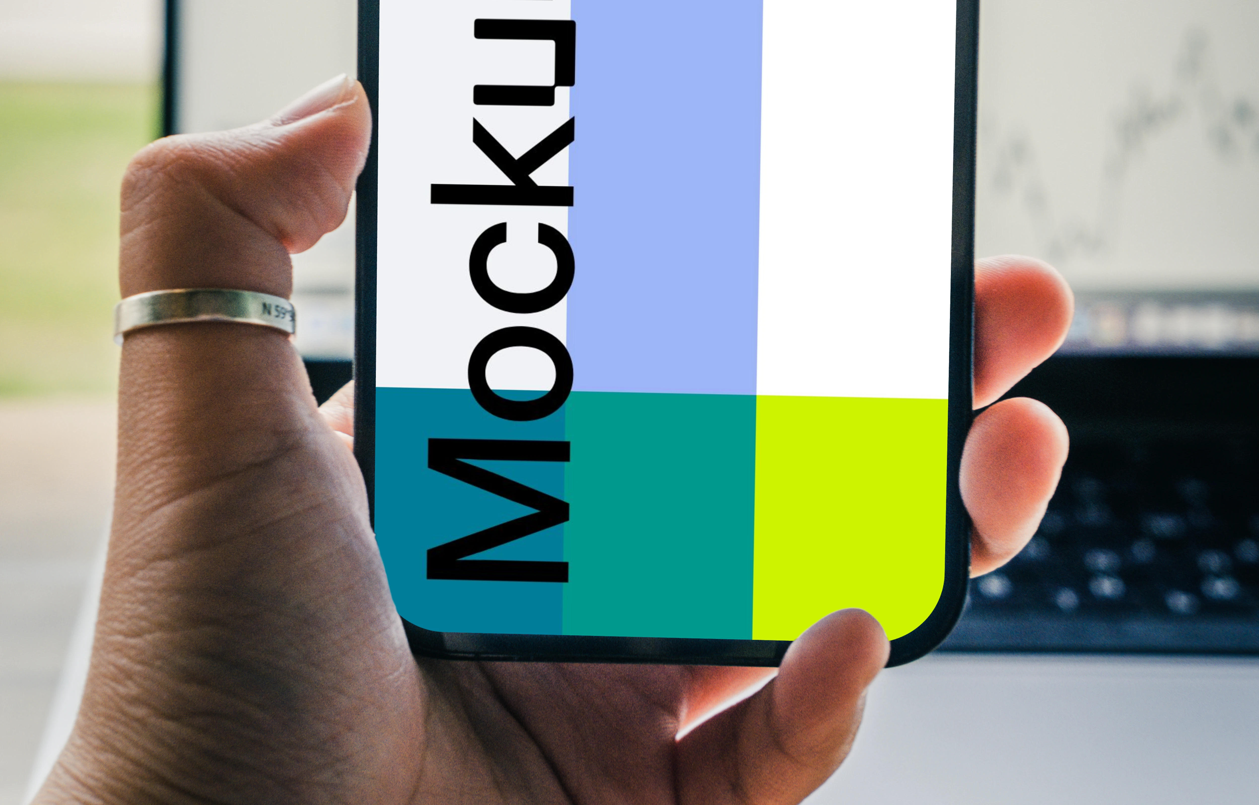 Man holding an iPhone 12 Pro mockup