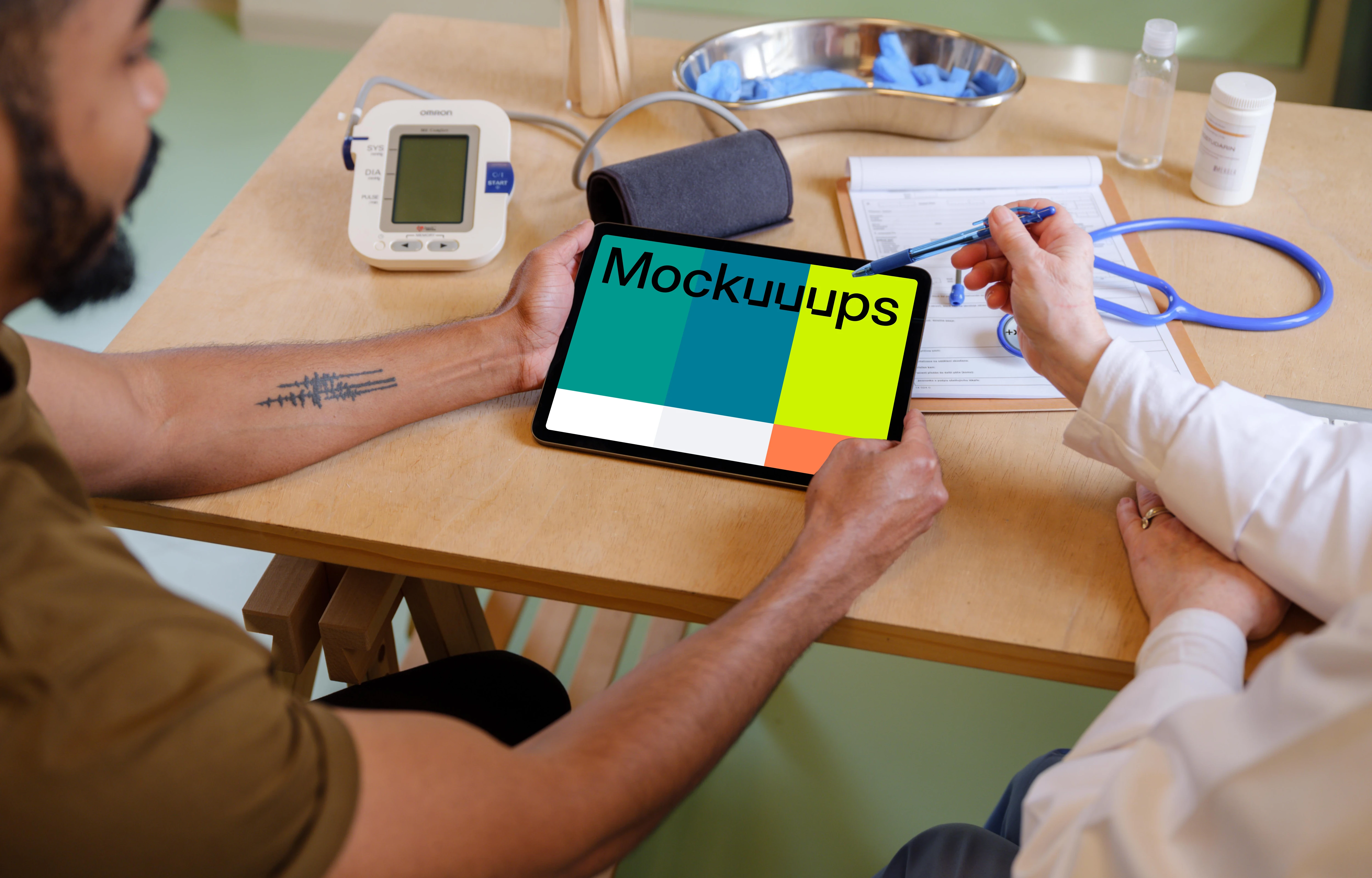 Medical environment with the tablet mockup