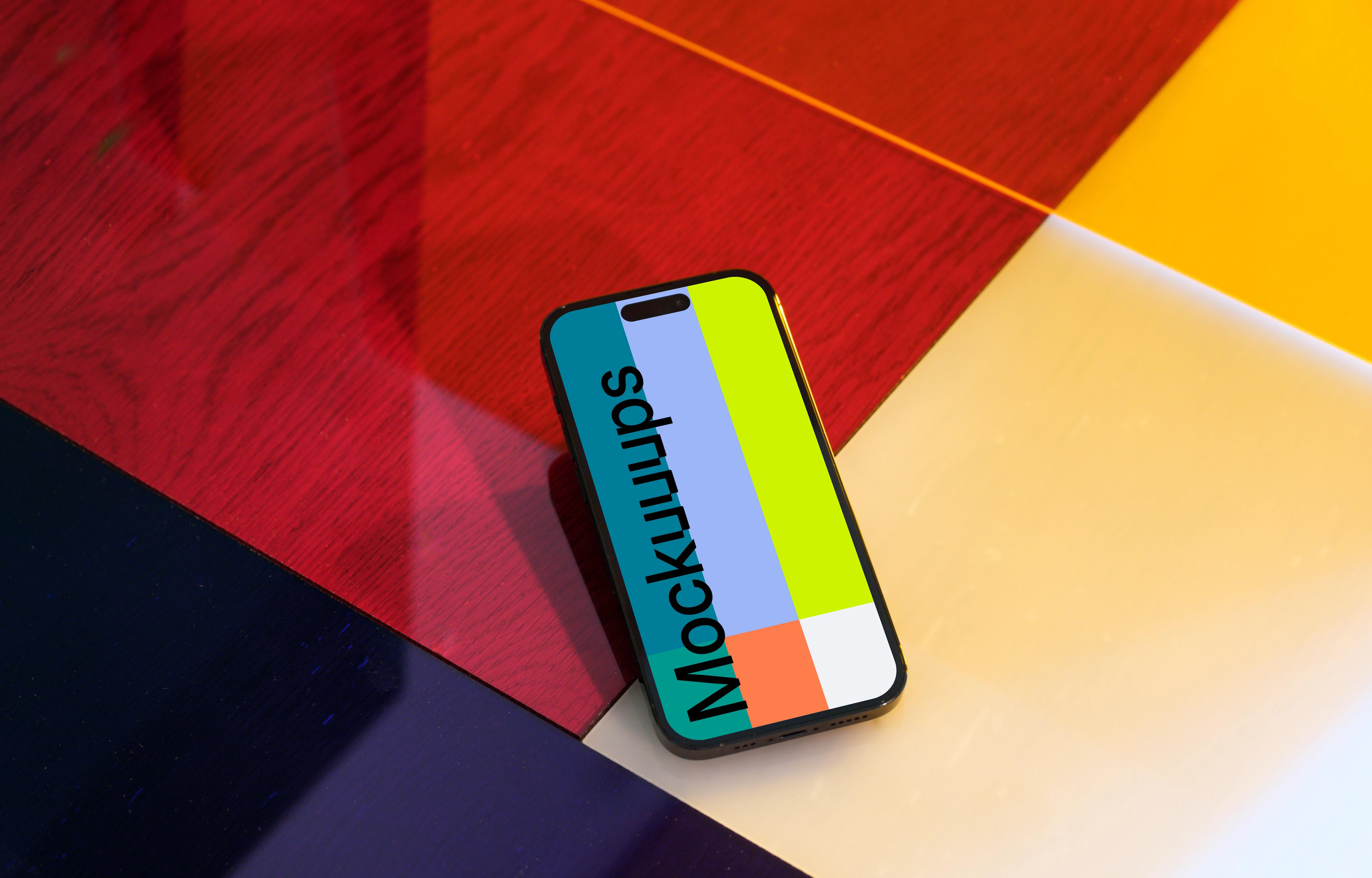 Multicolored background with iPhone mockup
