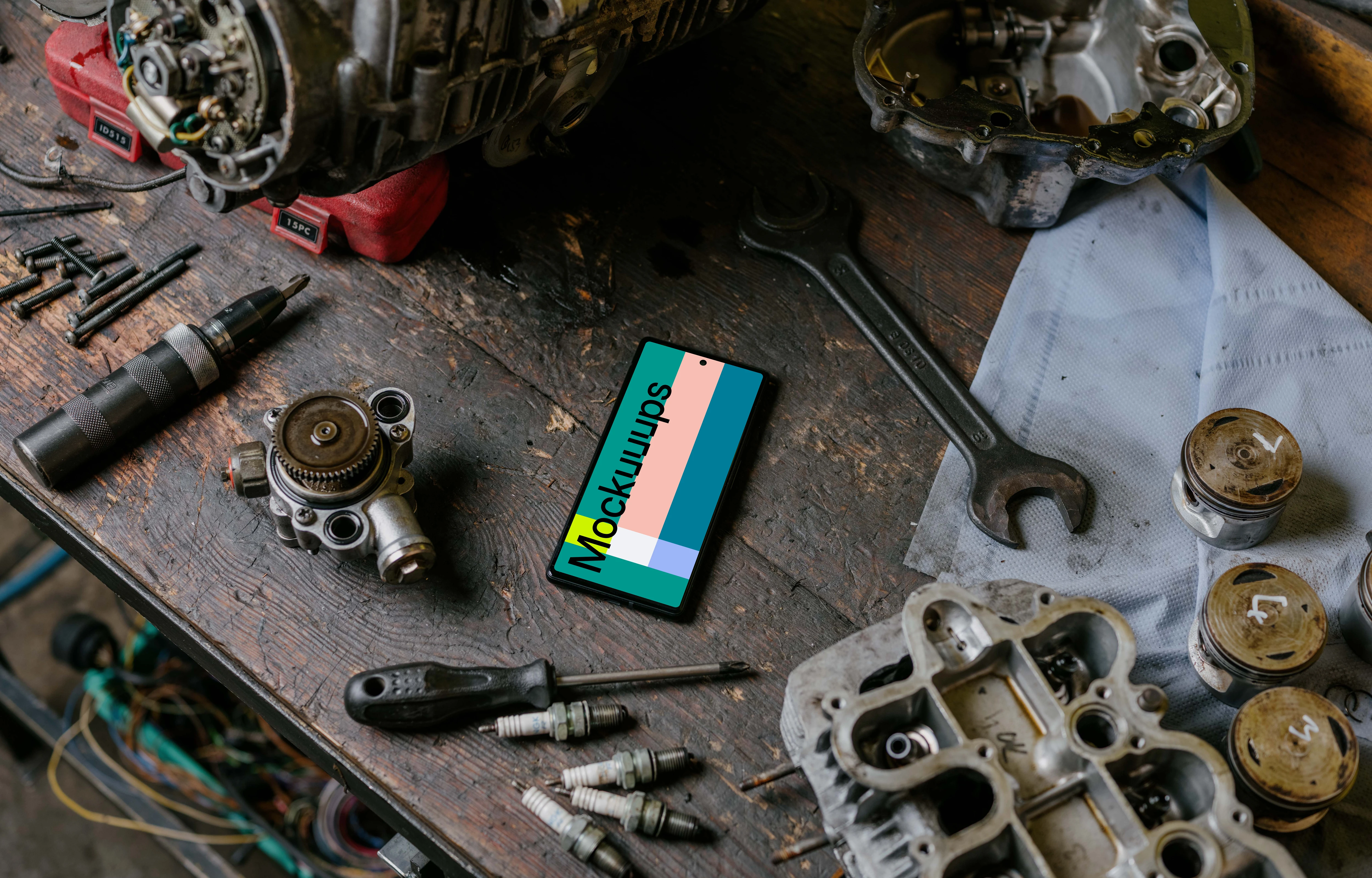 Pixel 6 mockup placed on a work table