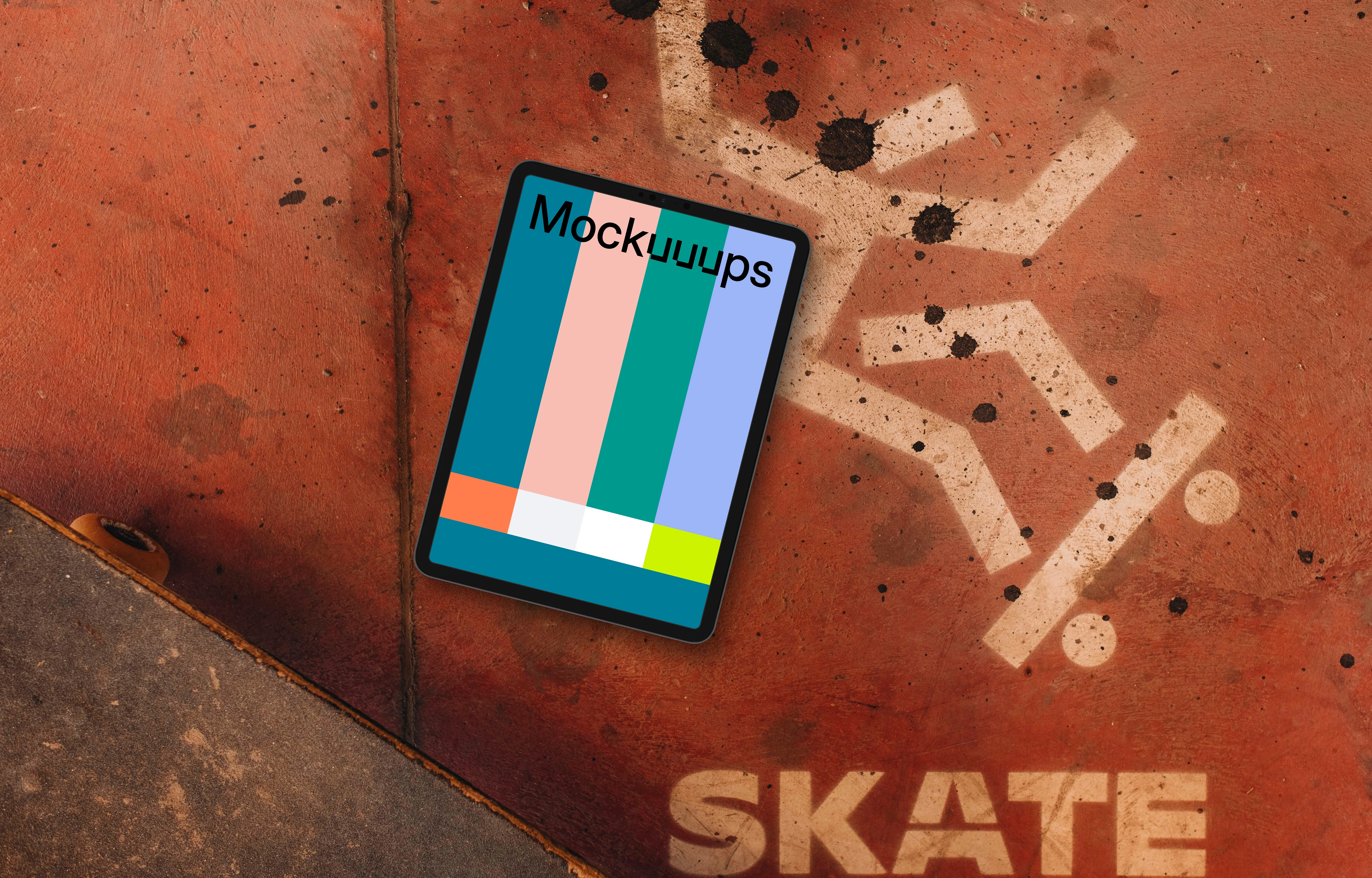 Tablet mockup in the skatepark