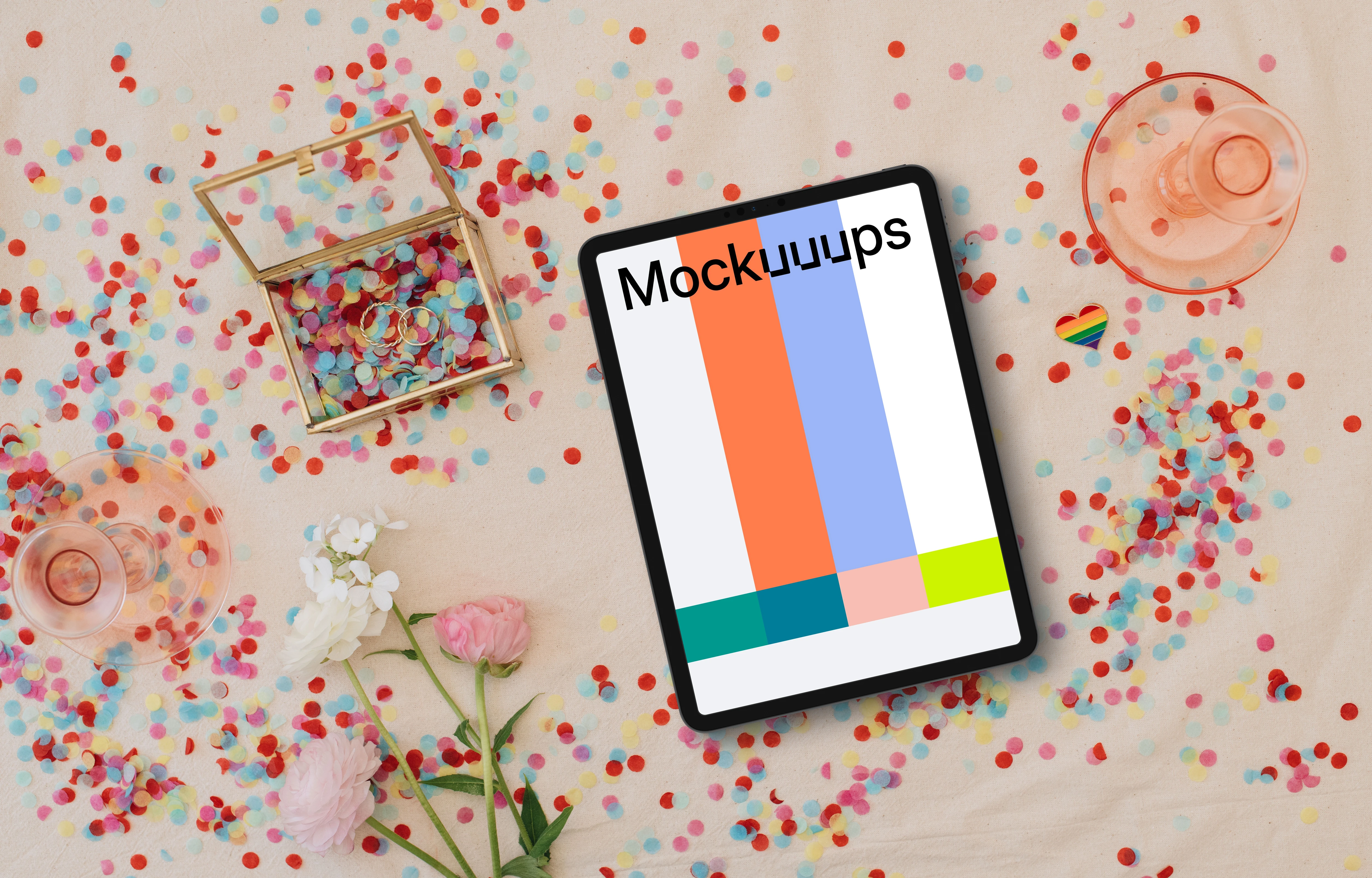 Top View mockup in wedding theme
