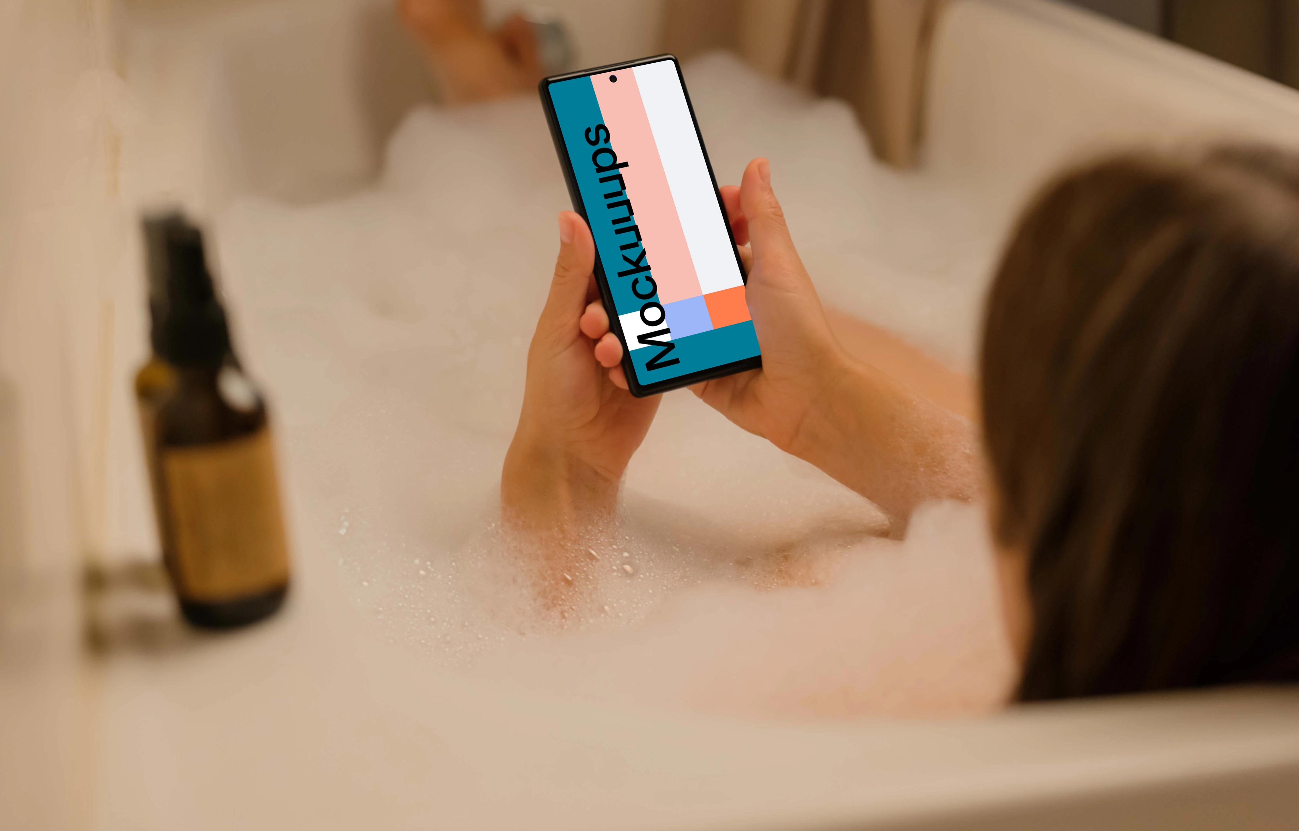 Woman hands holding a Google Pixel mockup