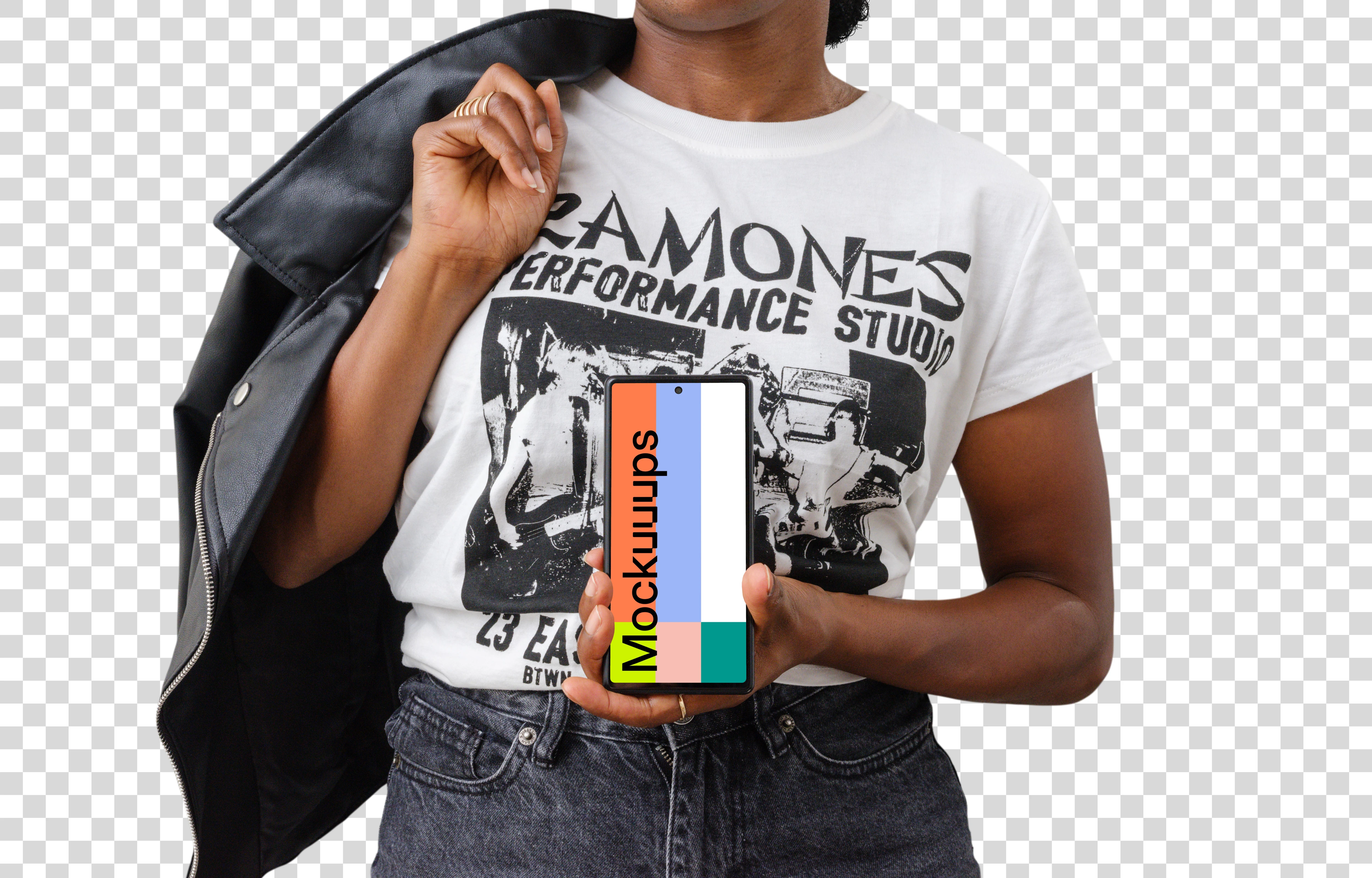 Woman of style with Google Pixel 6 mockup