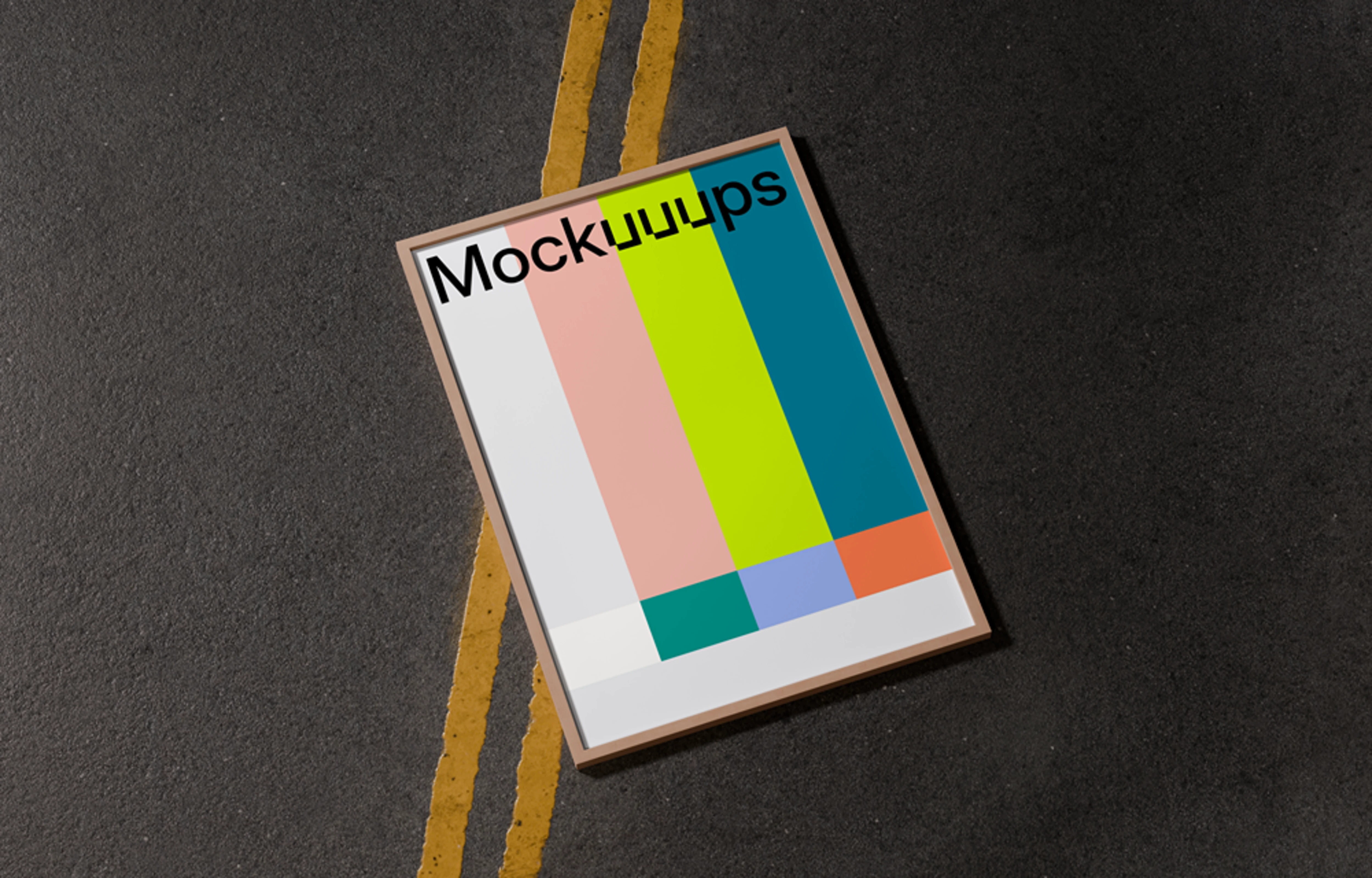 A3 poster mockup on an asphalt background